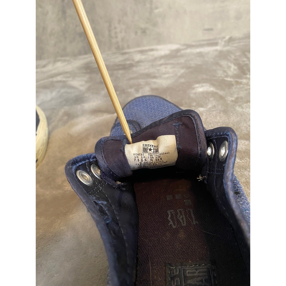 Converse Sneakers Women 7.5 Navy Blue One Star Low Top Sequin Sparkle Slip On - Picture 8 of 10